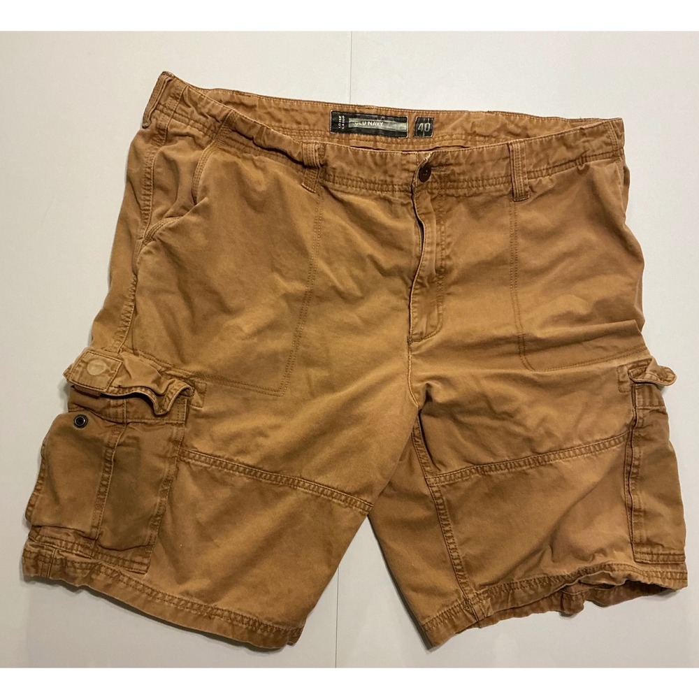 Y2K VTG Old Navy Mens Utility Cargo Shorts Brown Sz 40 Relaxed Fit Cotton‎ Baggy